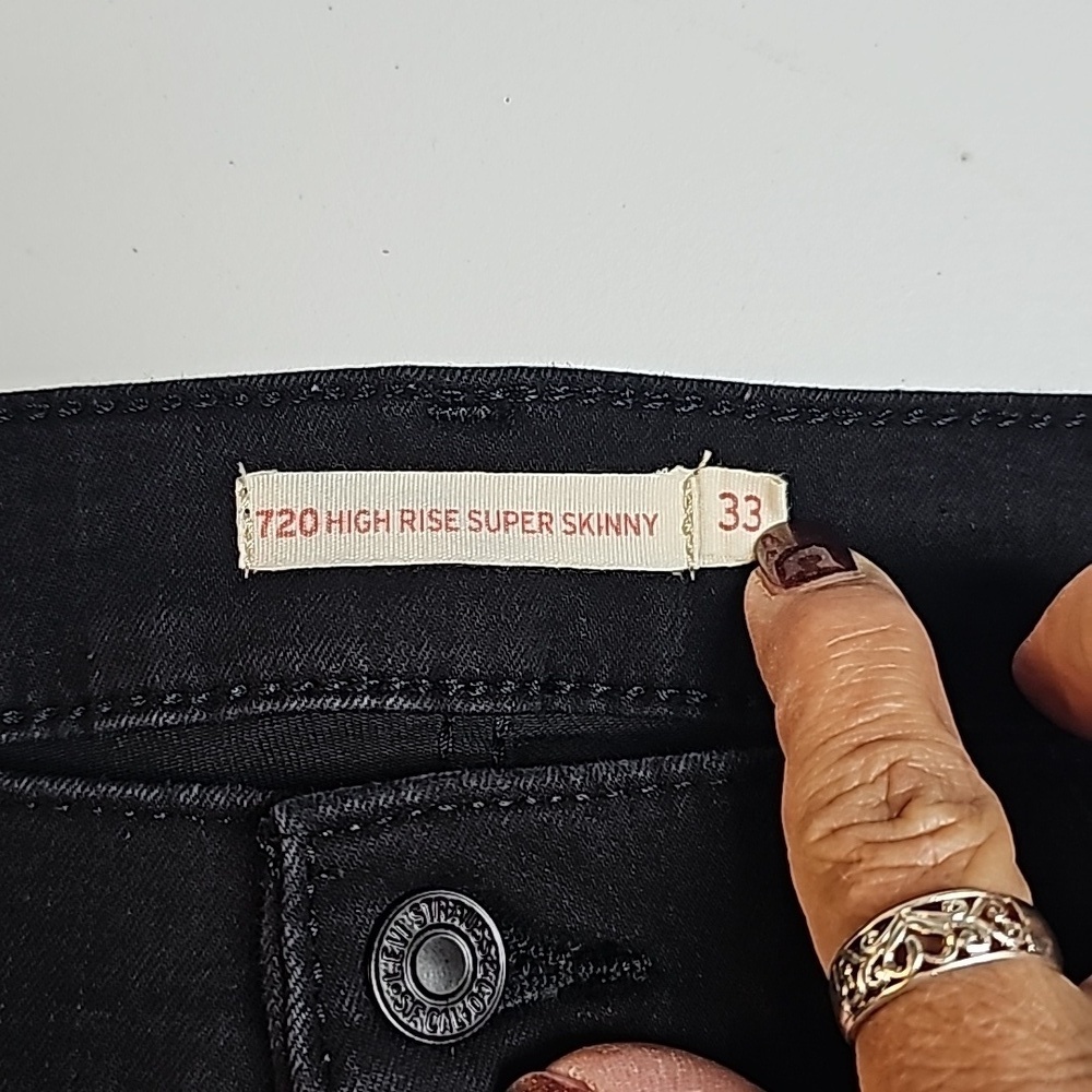 Levis 720 High Rise Super Skinny Jeans Sz 33 Black Exc condition - Picture 5 of 10